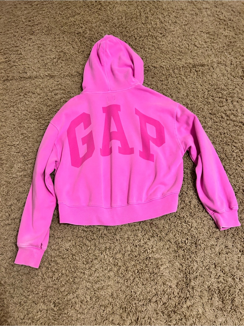 GAP neon pink arch logo cropped hoodie size XS - Picture 2 of 9